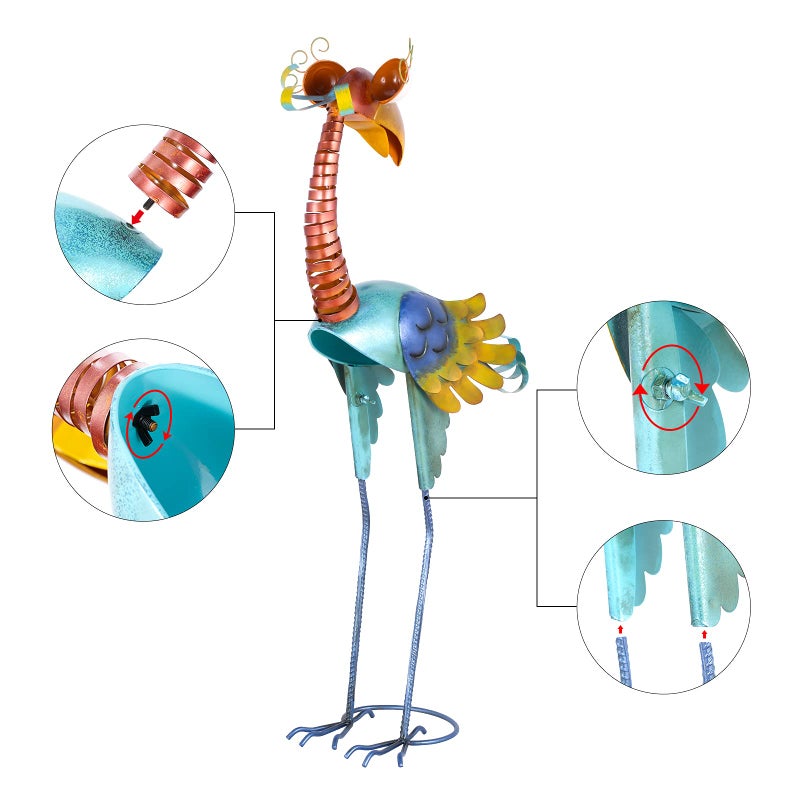 Tooarts Metal Garden Bird Statue Standing Animal Backyard Ornaments Outdoor Sculpture for Lawn Patio Art Decoration - Image 3
